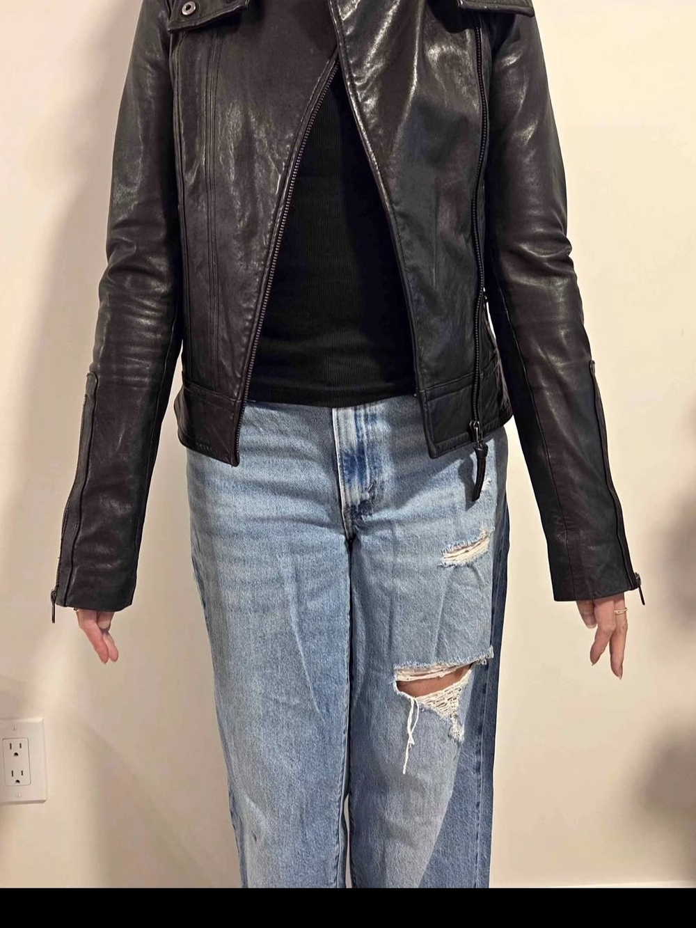 Black Leather Mackage Jacket - Women